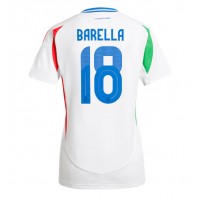 Camisa de Futebol Itália Nicolo Barella #18 Equipamento Secundário Mulheres Europeu 2024 Manga Curta